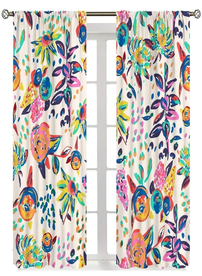 YCness Floral Print Curtains for Living Room, Boho Paisley Flower Window Treament for Bedroom, Colorful Jacobean Blackout Drapes 2 Panel Sets,42x63 Inch - Image 1
